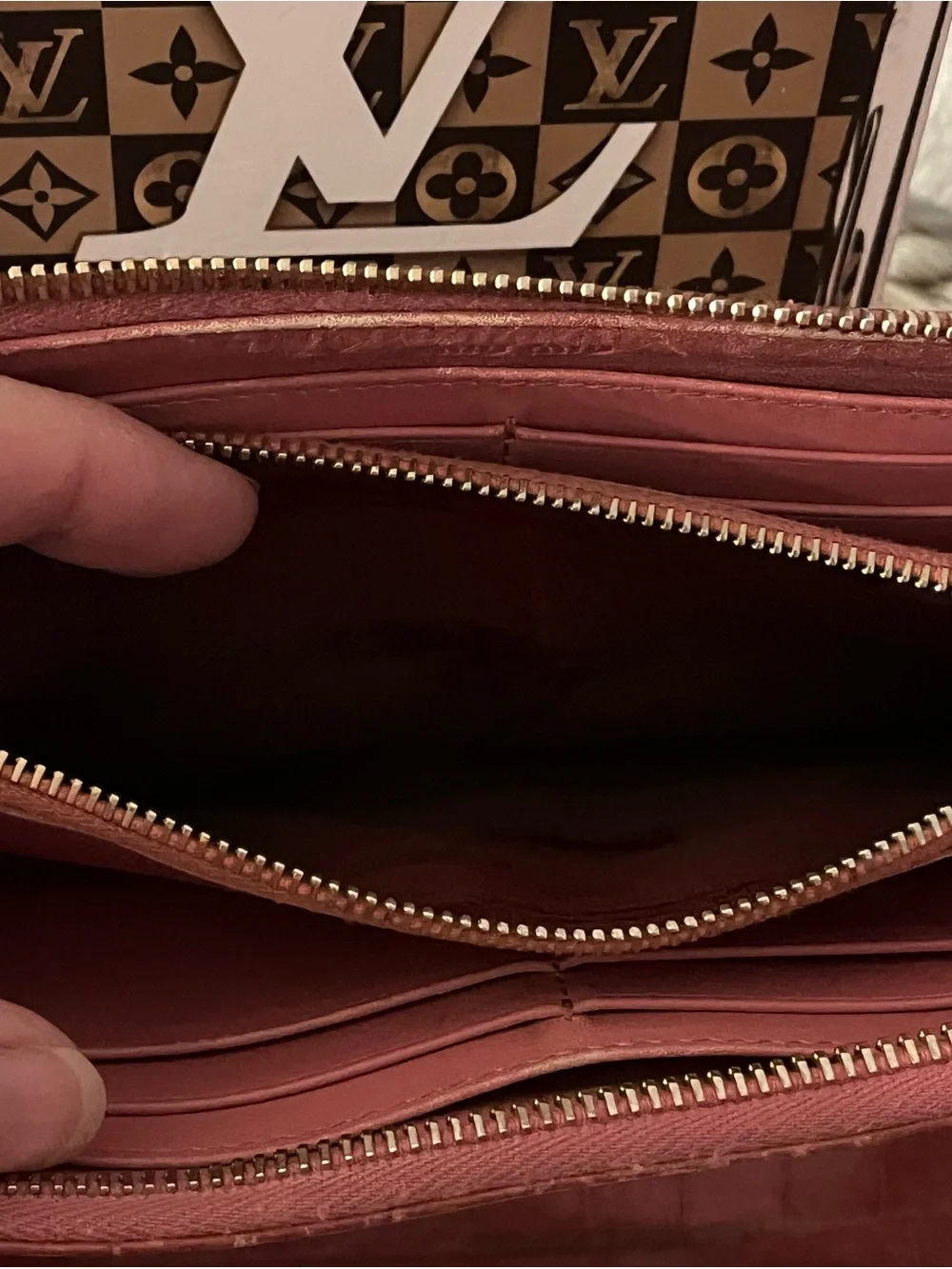 Miu Miu Croc-Embossed Pink Wristlet Wallet with Gold Logo